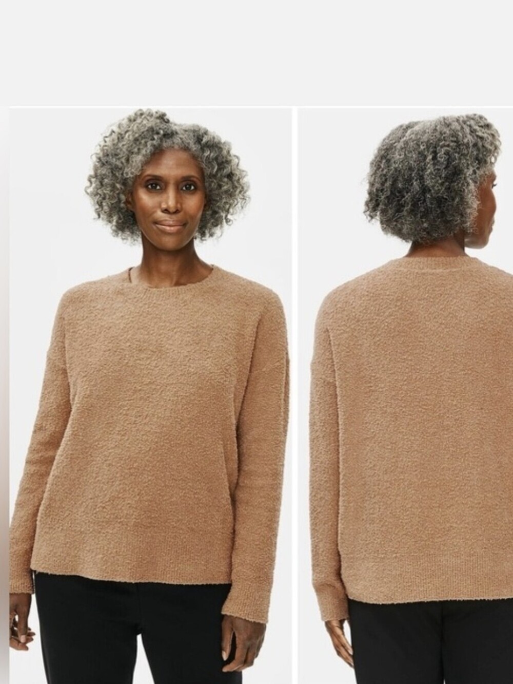Eileen Fisher Organic Cotton Boucle Crew Neck Box-Top Size XS